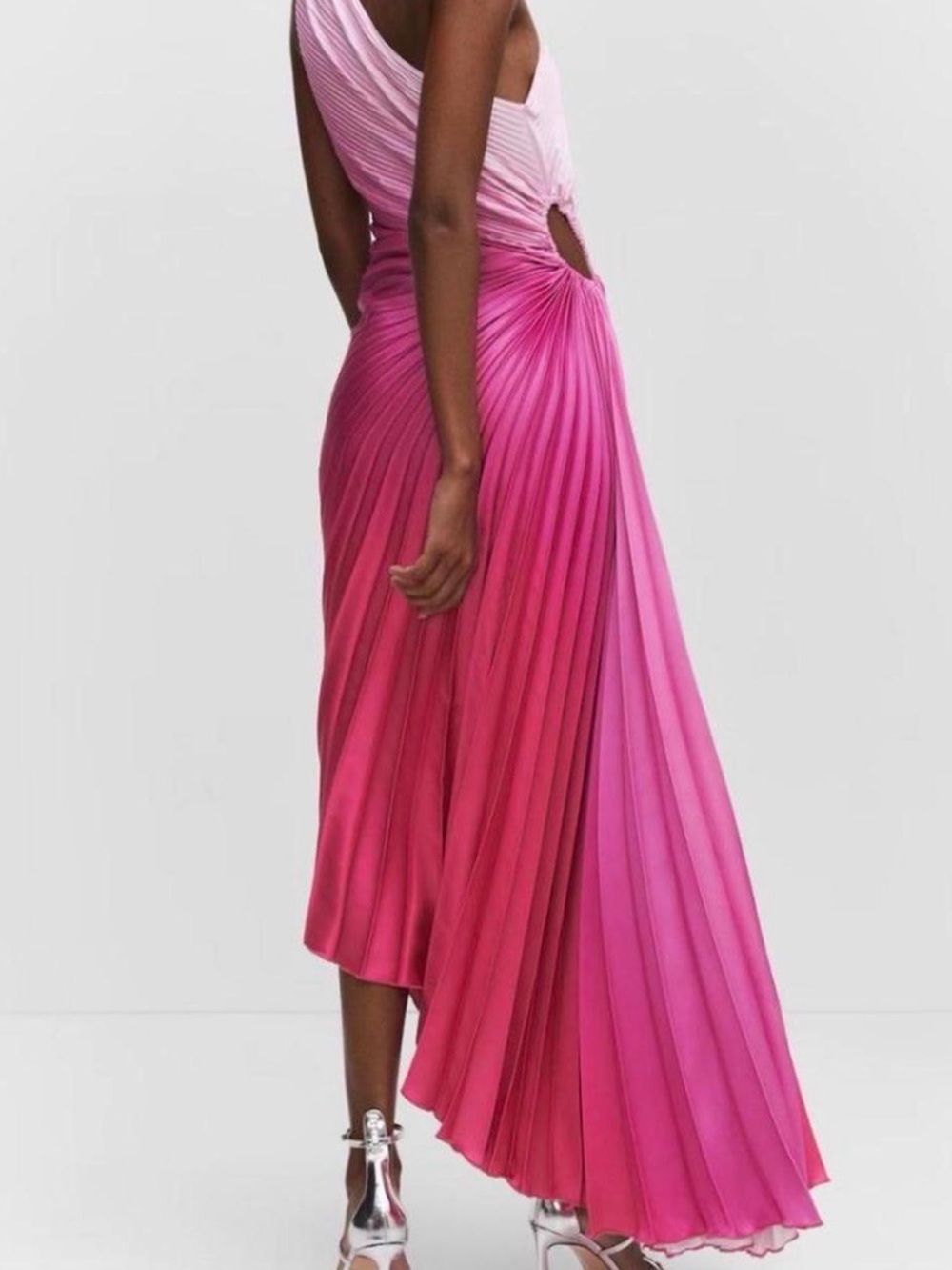 Mango Pink Ombre Pleated High-Low Skirt